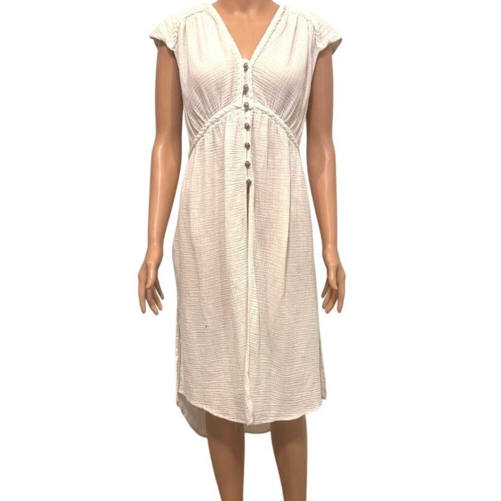 by Anthropologie M braided button front split hem swim beach cover up SW2 3110